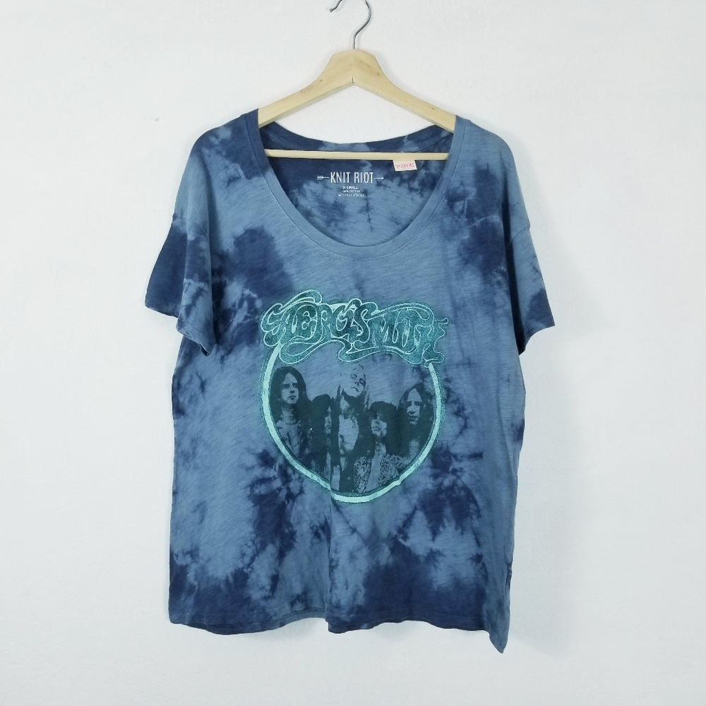 VS Pink Aerosmith Graphic Band Tee Marble Tie-dye